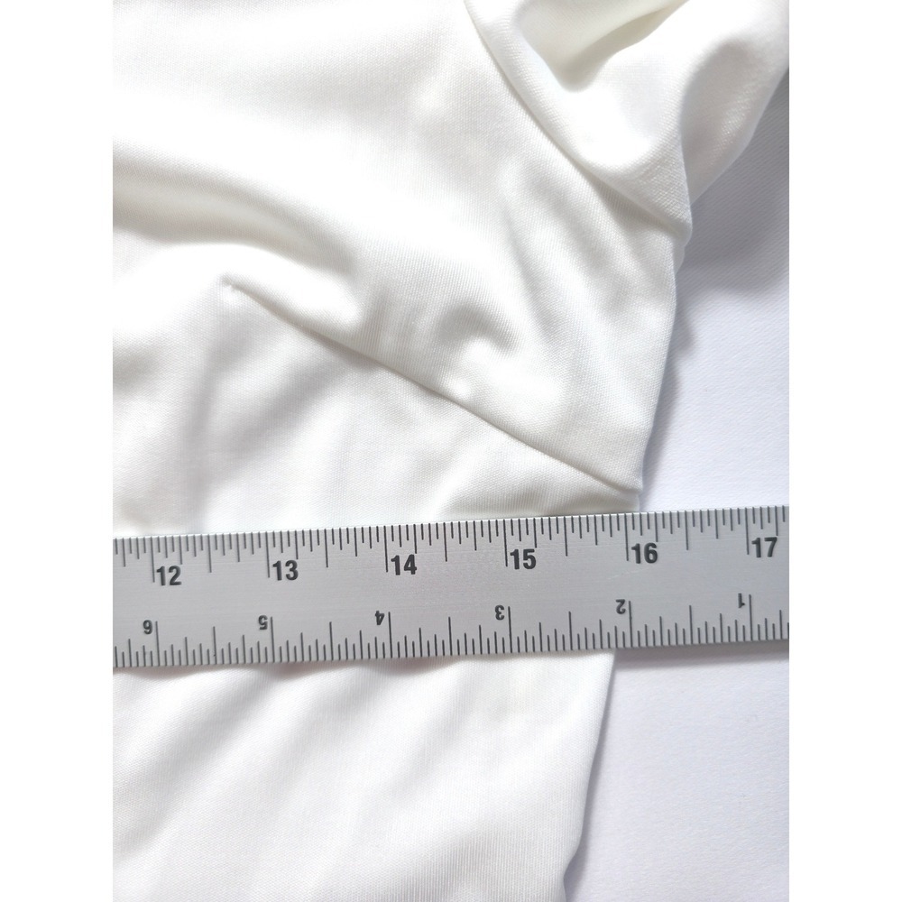 NWT Elesol White Midi Dress L Short Sleeve Flowy Skater Casual Stretch - Picture 8 of 10